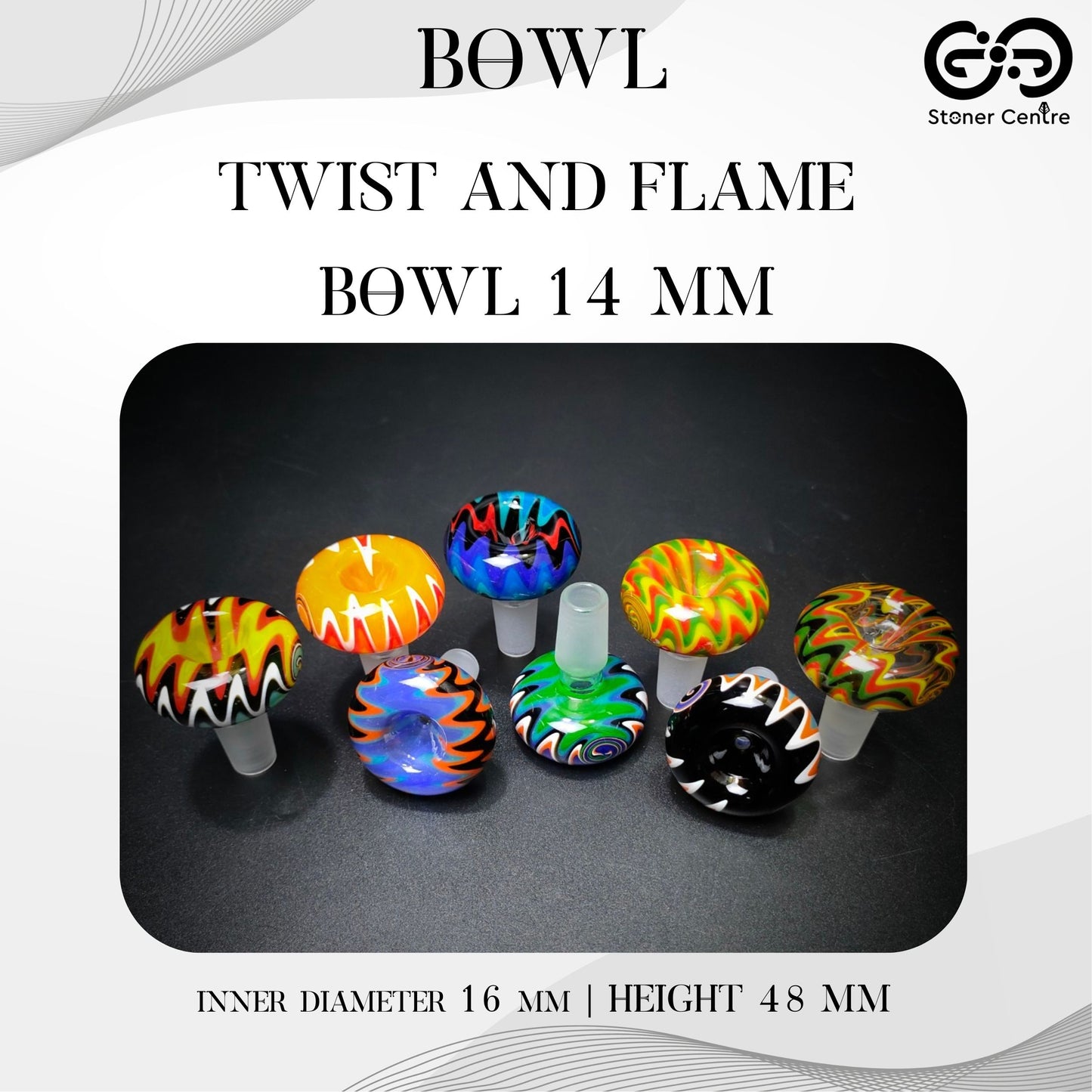 GLASS BOWL | TWIST AND FLAME BOWL 14 MM