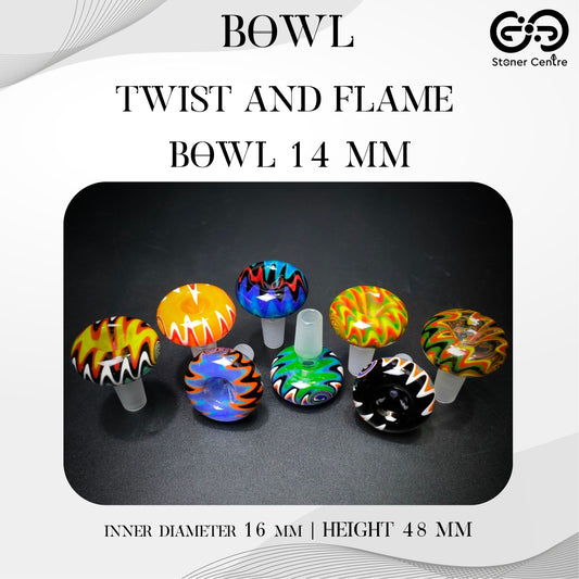 GLASS BOWL | TWIST AND FLAME BOWL 14 MM