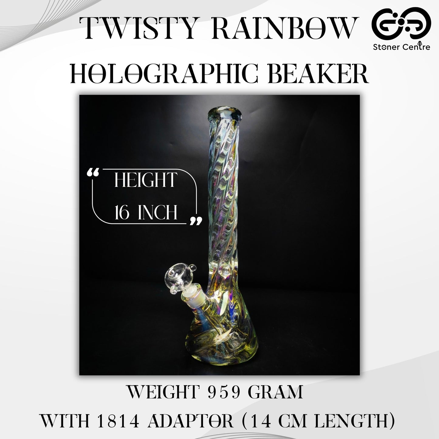 Glass Bong | TWISTY RAINBOW HOLOGRAPHIC BEAKER 16 INCH