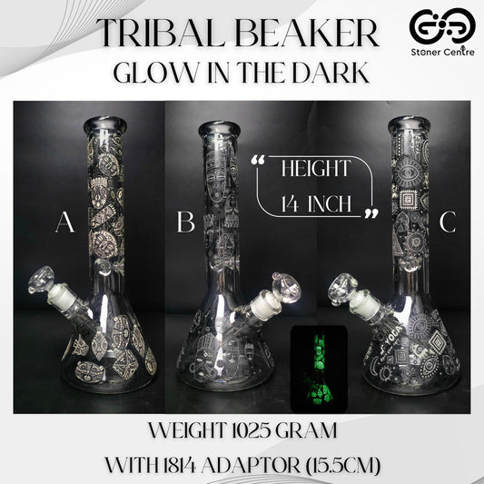 Glass Bong | TRIBAL GLOW IN THE DARK 14 INCH