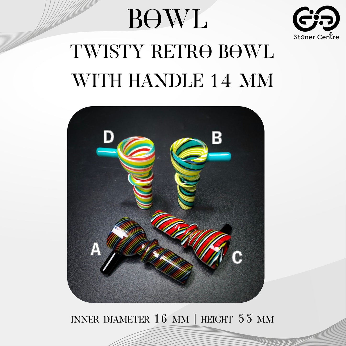 GLASS BOWL | TWISTY RETRO BOWL WITH HANDLE 14 MM