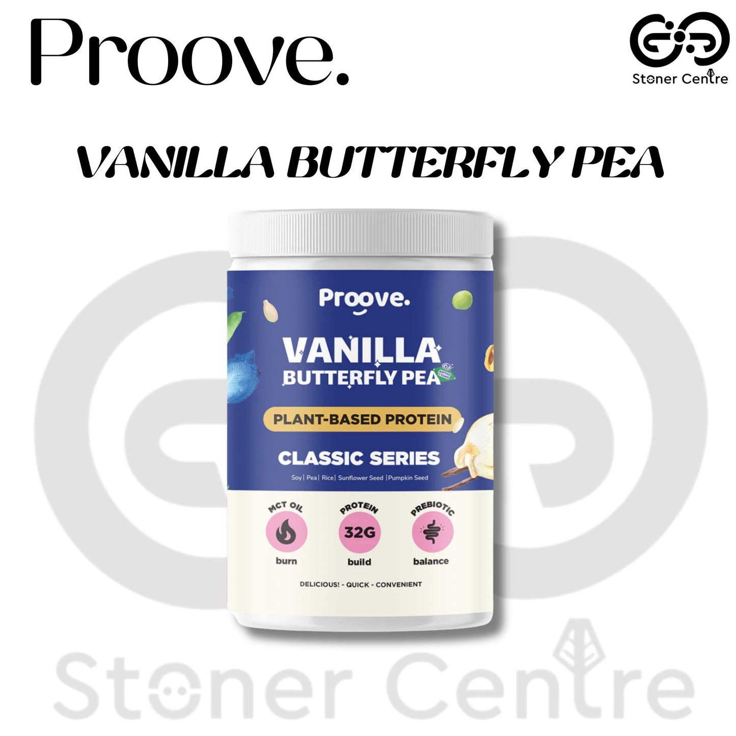 Proove Plant-based Protein "Vanilla Butterfly Pea" | กระปุก 450g. เป็นโปรตีนพืช ไม่มีกลูเตน ไม่มีน้ำตาล ไม่มีคอเลสเตอรอล ของแท้ KETO ทานได้