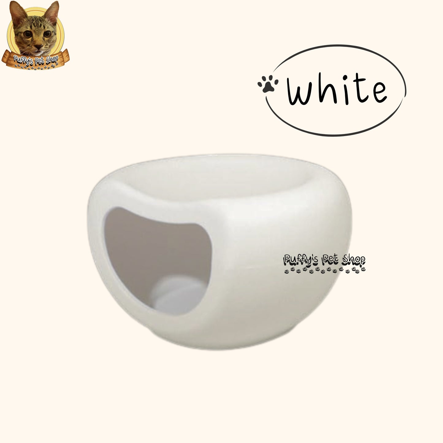 Puffy's Pet Shop | Smiley Cat House with Chair & Storage บ้านแมวหน้ายิ้มพร้อมเก้าอี้และที่วางของ ขนาด: 48 x 42 x 29 ซม.